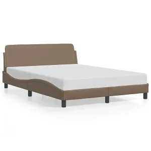 Bedframe met hoofdbord kunstleer cappucinnokleurig 140×190 cm