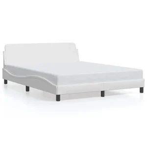 Bedframe met hoofdbord kunstleer wit 160×200 cm Bedframe met hoofdbord kunstleer wit 160×200 cm