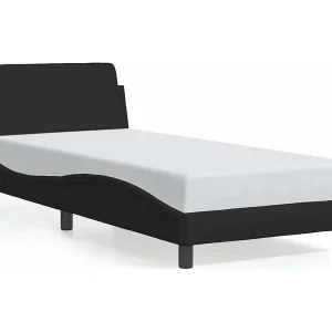 Bedframe met hoofdeinde zonder matras 90×190 cm stof zwart Bedframe met hoofdeinde zonder matras 90×190 cm stof zwart