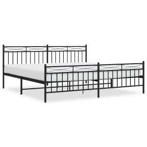 Bedframe met hoofd- en voeteneinde metaal zwart 193×203 cm Bedframe met hoofd- en voeteneinde metaal zwart 193×203 cm