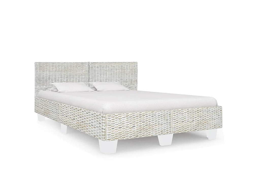 Bedframe natuurlijk rattan grijs 140x200 cm