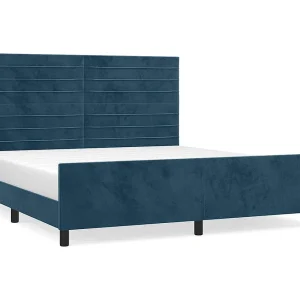 Bedframe met hoofdeinde fluweel donkerblauw 180×200 cm Bedframe met hoofdeinde fluweel donkerblauw 180×200 cm