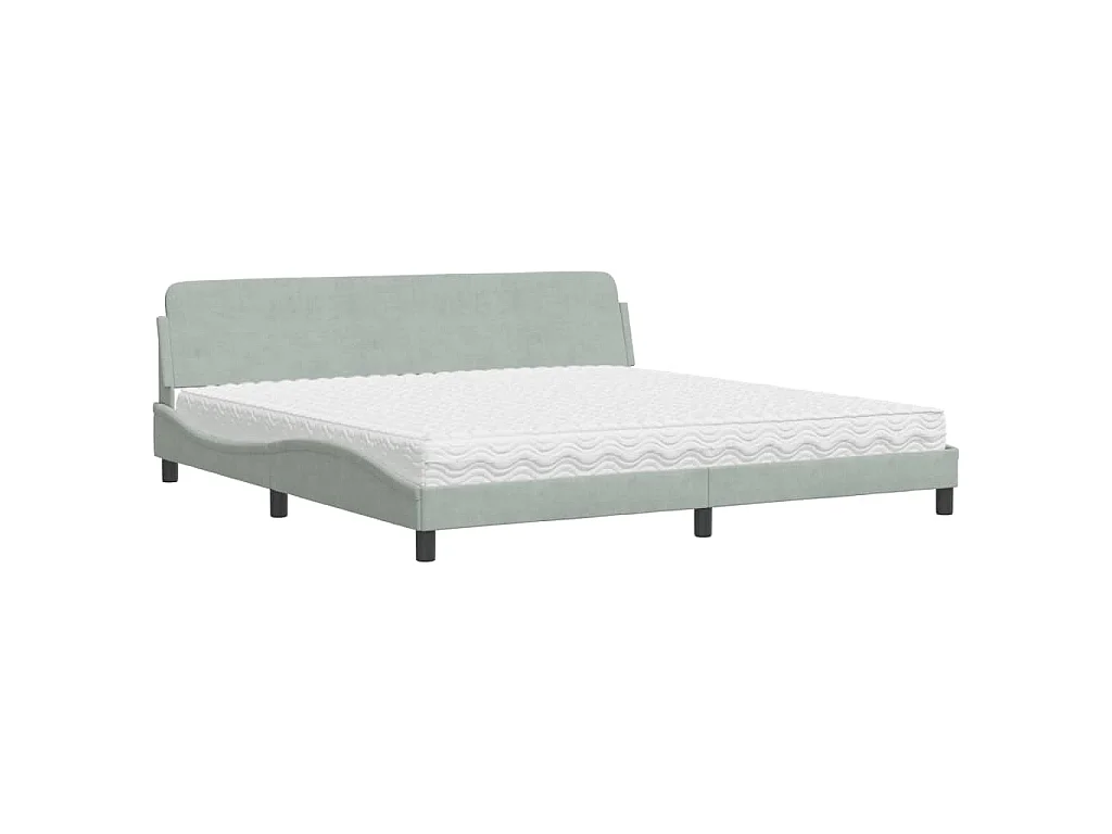 Bed met matras fluweel lichtgrijs 200x200 cm