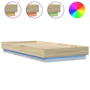 Bedframe met LED-verlichting sonoma eikenkleurig 90×200 cm Bedframe met LED-verlichting sonoma eikenkleurig 90×200 cm
