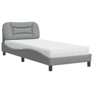 Bed met matras stof lichtgrijs 80×200 cm Bed met matras stof lichtgrijs 80×200 cm