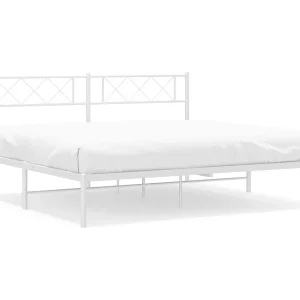 Bedframe met hoofdbord metaal wit 180×200 cm Bedframe met hoofdbord metaal wit 180×200 cm