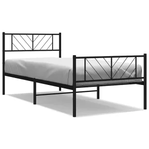 Bedframe met hoofd- en voeteneinde metaal zwart 100×200 cm Bedframe met hoofd- en voeteneinde metaal zwart 100×200 cm