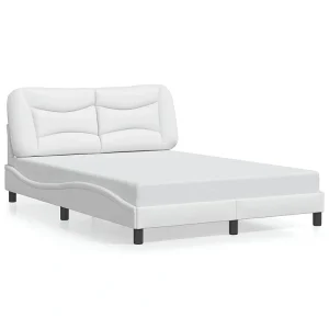 Bedframe met hoofdbord kunstleer wit 120×200 cm Bedframe met hoofdbord kunstleer wit 120×200 cm