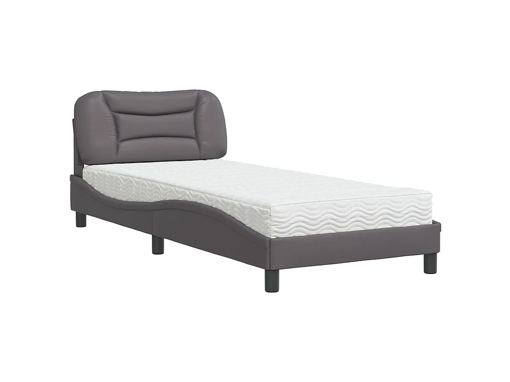 Bed met matras kunstleer grijs 80x200 cm