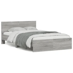Bedframe met hoofdeinde grijs sonoma eikenkleurig 135×190 cm