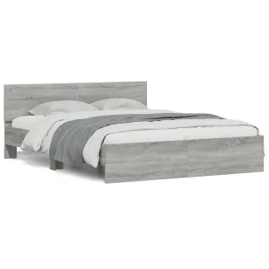 Bedframe met hoofdeinde grijs sonoma eikenkleurig 140×190 cm