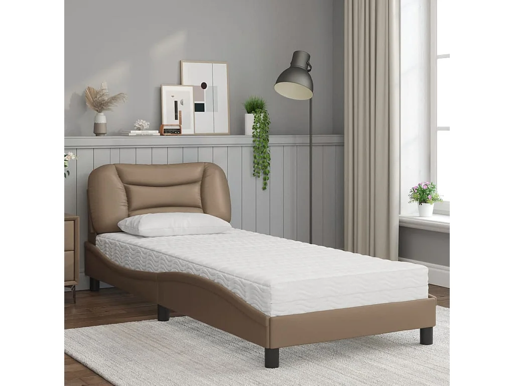 Bed met matras "Hvar" kunstleer cappuccinokleurig 90x190 cm