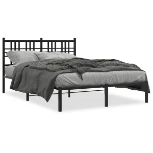 Bedframe met hoofdbord metaal zwart 135×190 cm Bedframe met hoofdbord metaal zwart 135×190 cm