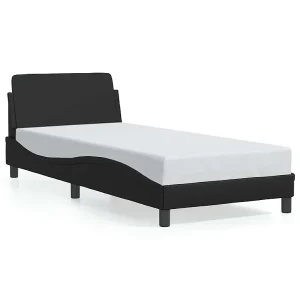 Bedframe met hoofdbord kunstleer zwart 90×190 cm
