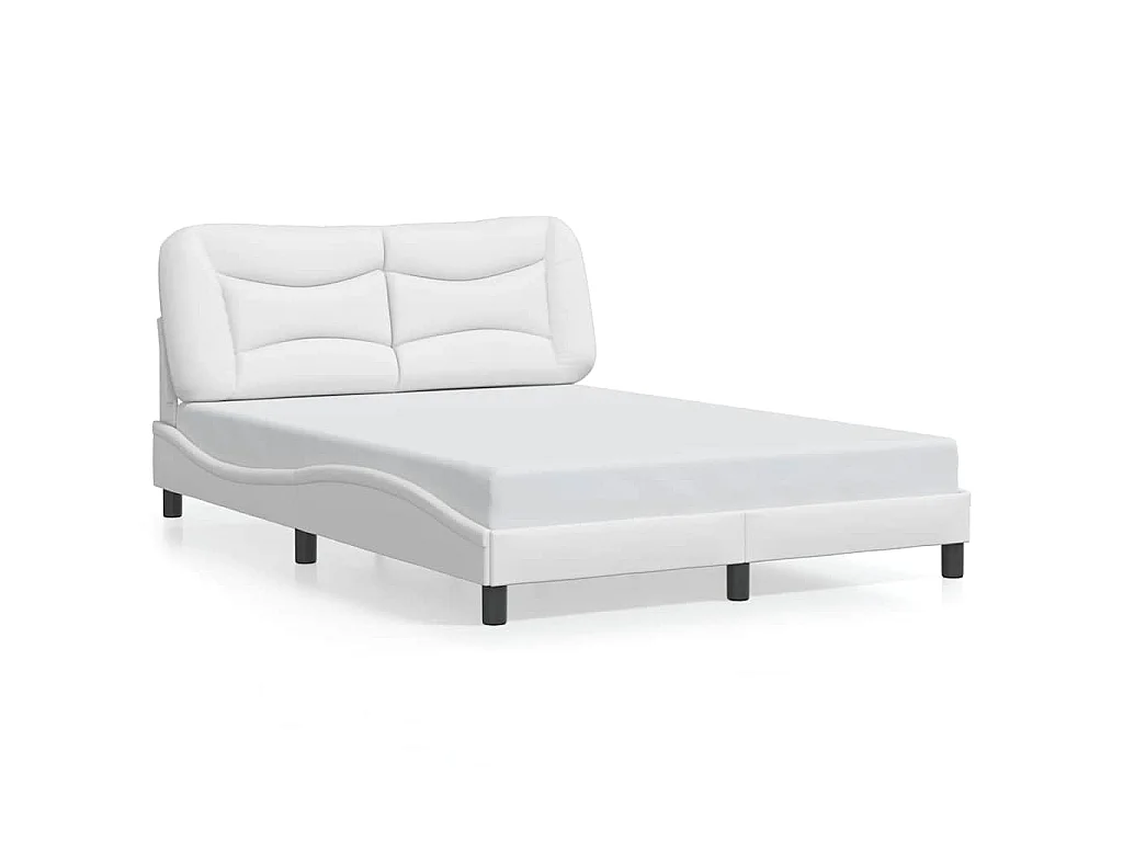 Bedframe met hoofdbord kunstleer wit 140x190 cm