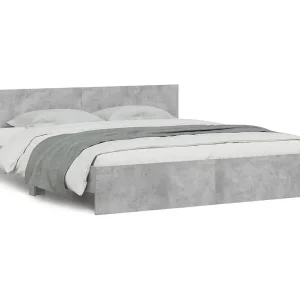 Bedframe met hoofdeinde betongrijs 200×200 cm