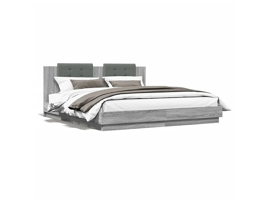 Bedframe met hoofdeinde bewerkt hout grijs sonoma 200x200 cm