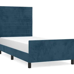 Bedframe zonder matras 90×200 cm fluweel donkerblauw Bedframe zonder matras 90×200 cm fluweel donkerblauw