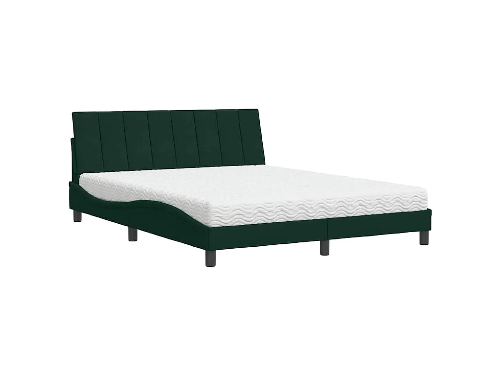 Bed met matras "Hanko" fluweel donkergroen 160x200 cm