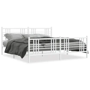 Bedframe met hoofd- en voeteneinde metaal wit 183×213 cm Bedframe met hoofd- en voeteneinde metaal wit 183×213 cm