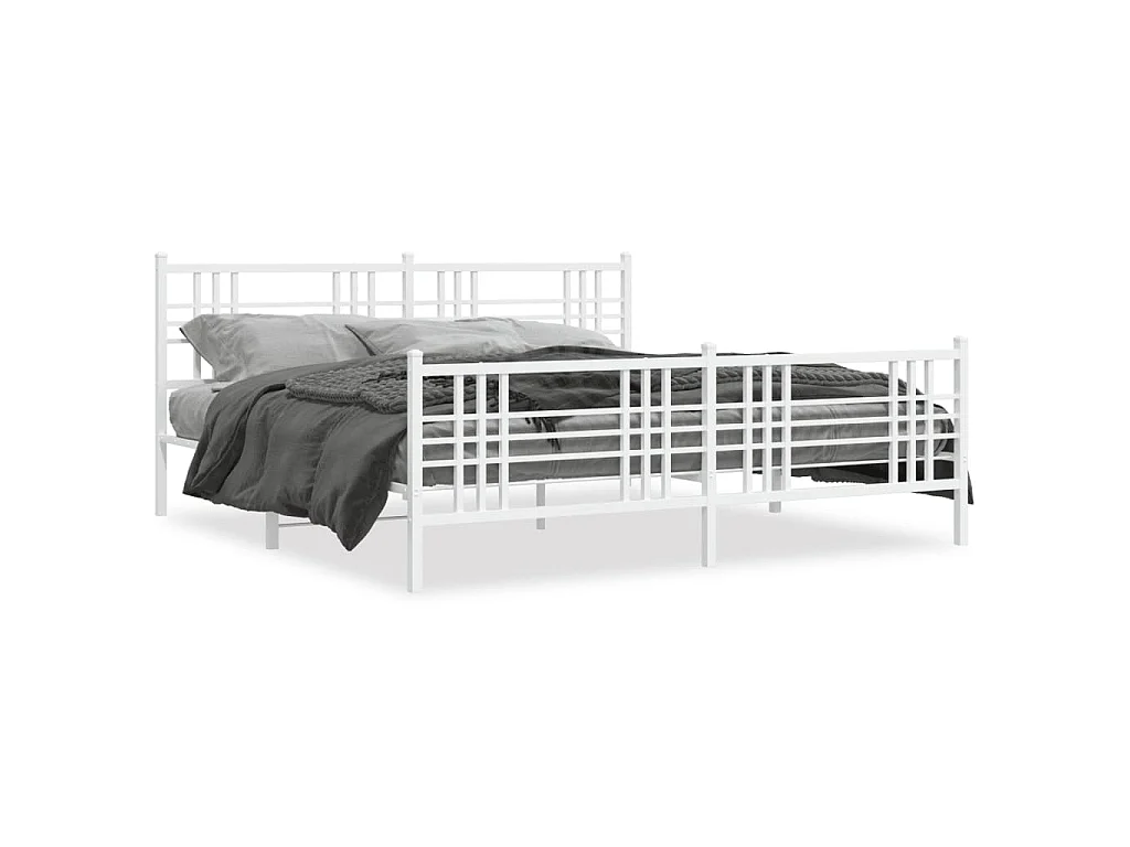 Bedframe met hoofd- en voeteneinde metaal wit 183x213 cm