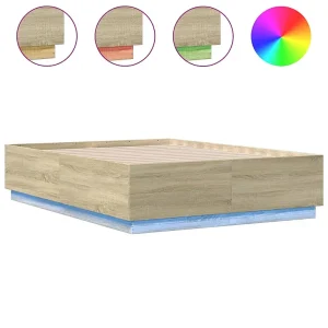 Bedframe met LED-verlichting sonoma eikenkleurig 140×200 cm Bedframe met LED-verlichting sonoma eikenkleurig 140×200 cm
