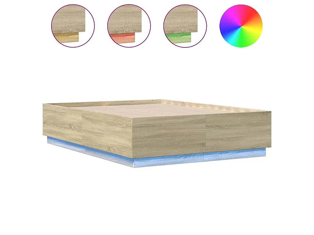Bedframe met LED-verlichting sonoma eikenkleurig 140x200 cm