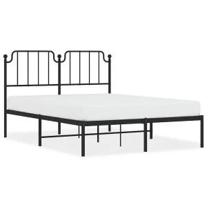 Bedframe met hoofdbord metaal zwart 140×190 cm Bedframe met hoofdbord metaal zwart 140×190 cm