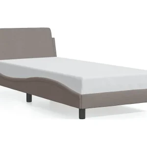 Bedframe met hoofdeinde zonder matras 90×200 cm stof taupe Bedframe met hoofdeinde zonder matras 90×200 cm stof taupe