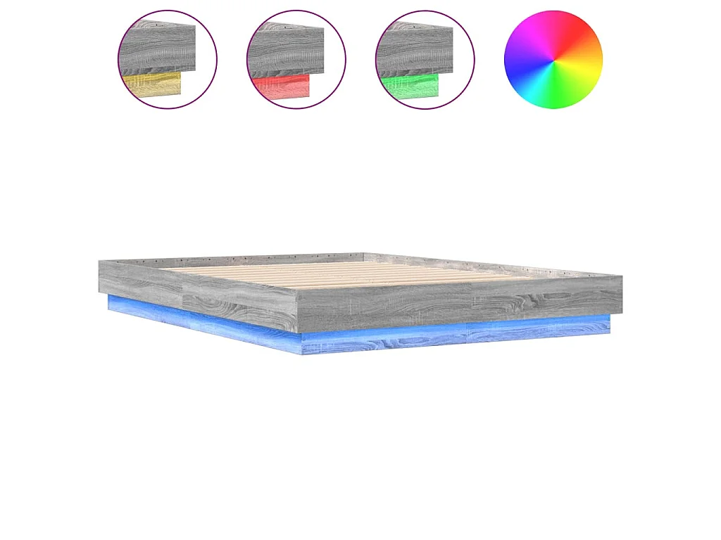 Bedframe met LED-verlichting grijs sonoma eikenkleur 160x200 cm