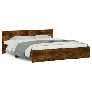 Bedframe met hoofdeinde gerookt eikenkleurig 180×200 cm