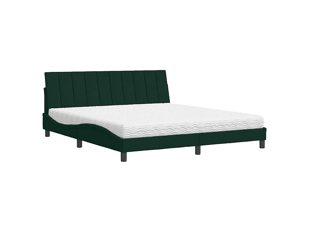 Bed met matras "Hanko" fluweel donkergroen 180x200 cm