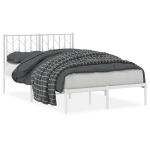 Bedframe met hoofdbord metaal wit 120×190 cm Bedframe met hoofdbord metaal wit 120×190 cm