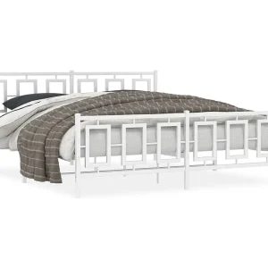 Bedframe met hoofd- en voeteneinde metaal wit 183×213 cm Bedframe met hoofd- en voeteneinde metaal wit 183×213 cm
