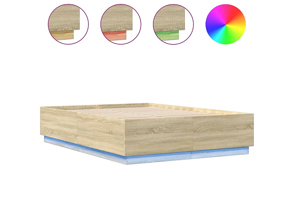 Bedframe met LED-verlichting sonoma eikenkleurig 120x200 cm