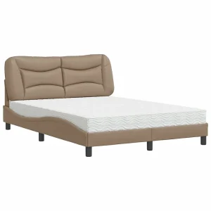 Bed met matras kunstleer cappuccinokleurig 120×200 cm Bed met matras kunstleer cappuccinokleurig 120×200 cm