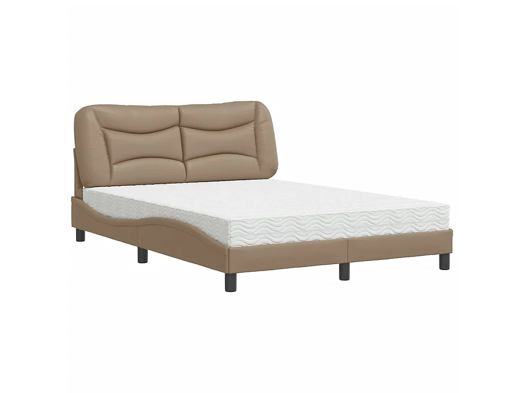 Bed met matras kunstleer cappuccinokleurig 120x200 cm