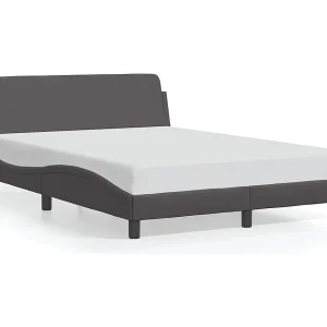 Bedframe met hoofdbord kunstleer grijs 120×200 cm