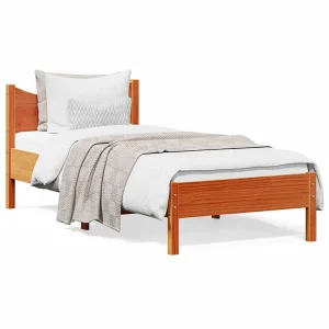 Bedframe zonder matras massief grenenhout wasbruin 90×200 cm Bedframe zonder matras massief grenenhout wasbruin 90×200 cm