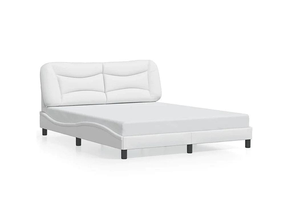 Bedframe met hoofdbord kunstleer wit 160x200 cm