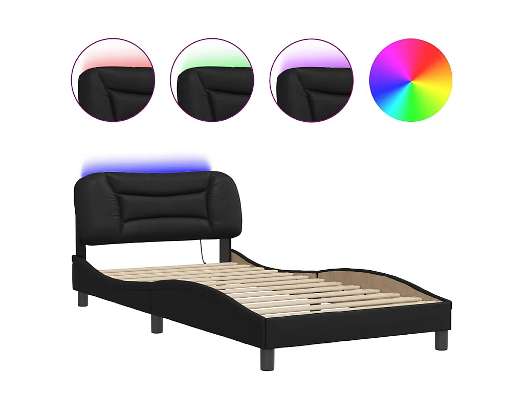 Bedframe met LED-verlichting kunstleer zwart 100x200 cm