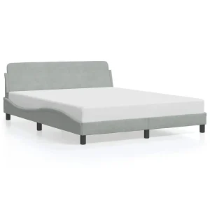 Bedframe "Dover" 160×200 cm fluweel lichtgrijs