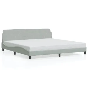Bedframe "Dover" 200×200 cm fluweel lichtgrijs Bedframe "Dover" 200×200 cm fluweel lichtgrijs