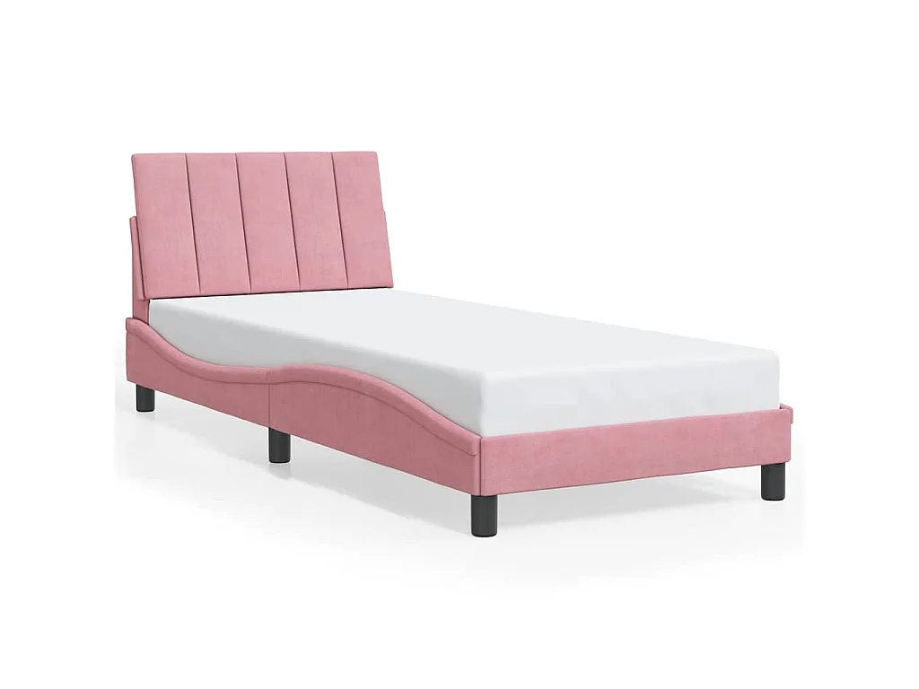 Bedframe zonder matras "Hanko" fluweel roze 90x200 cm