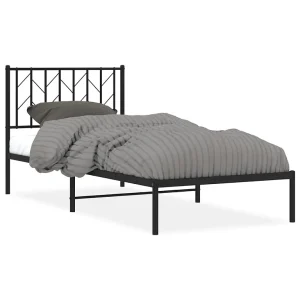 Bedframe met hoofdbord metaal zwart 90×190 cm Bedframe met hoofdbord metaal zwart 90×190 cm