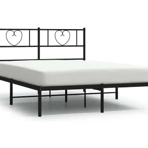 Bedframe met hoofdbord metaal zwart 160×200 cm Bedframe met hoofdbord metaal zwart 160×200 cm