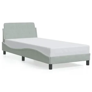 Bedframe "Dover" 80×200 cm fluweel lichtgrijs Bedframe "Dover" 80×200 cm fluweel lichtgrijs