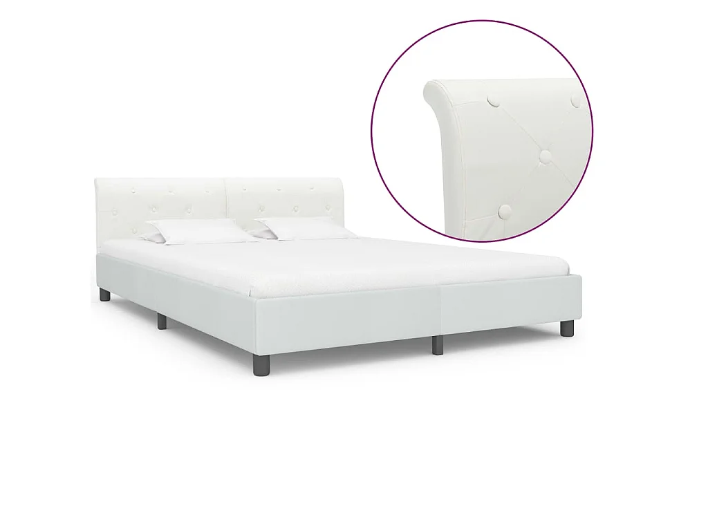 Bedframe kunstleer wit 160x200 cm