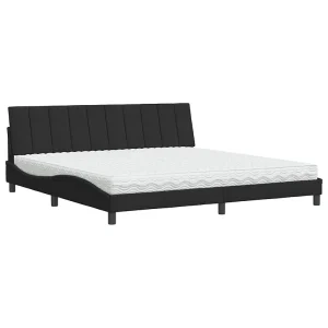 Bed met matras fluweel zwart 200×200 cm Bed met matras fluweel zwart 200×200 cm