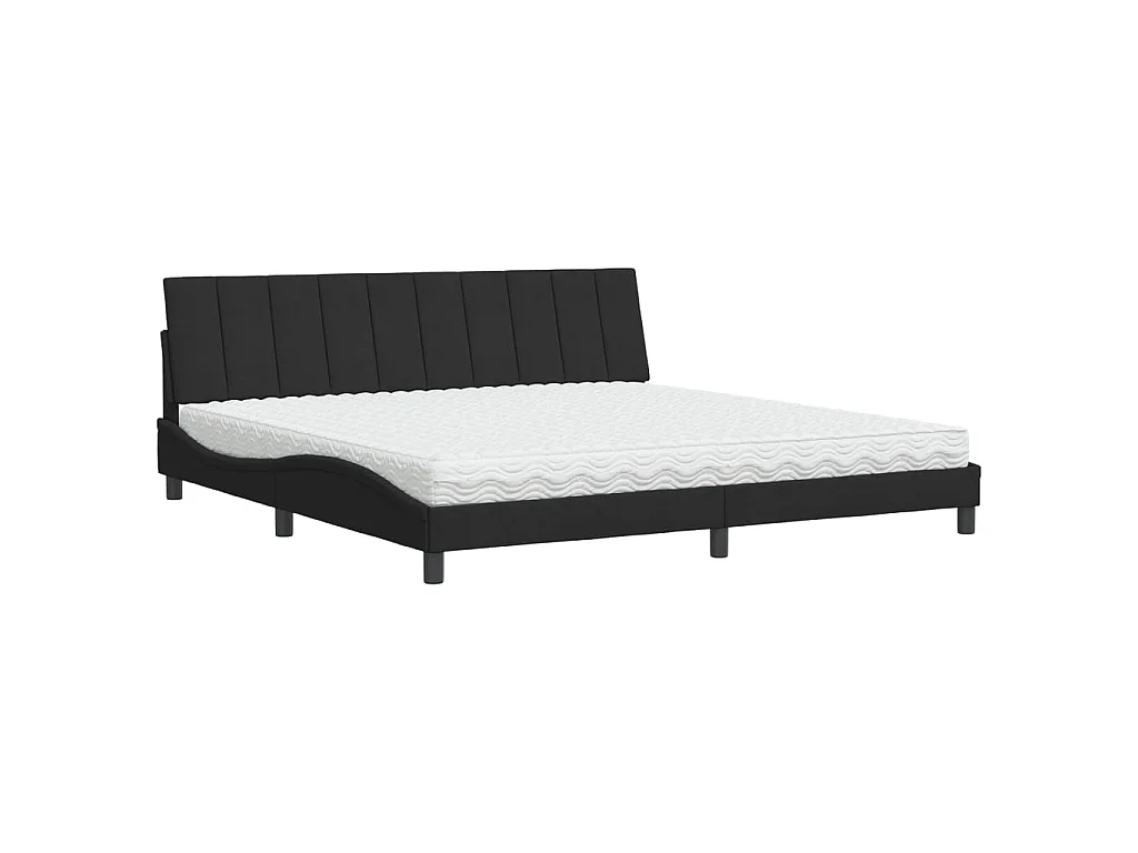 Bed met matras fluweel zwart 200x200 cm